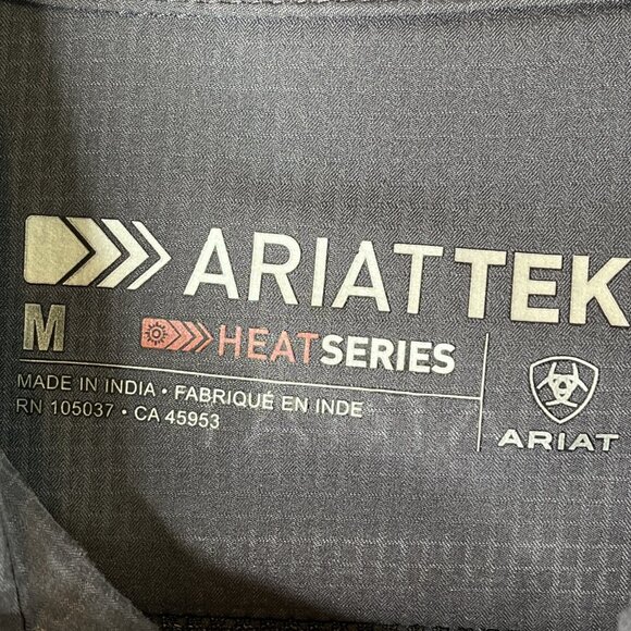 Ariat Tek Button Down Shirt Mens Med Gray Performance Heat Series Button Up - Picture 8 of 14